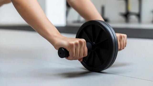 Dynamic core workout video with Ab roller, perfect for fitness tutorials and health content, showing active lifestyle and home gym motivation