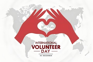Hands forming heart shape for international volunteer day on world map background