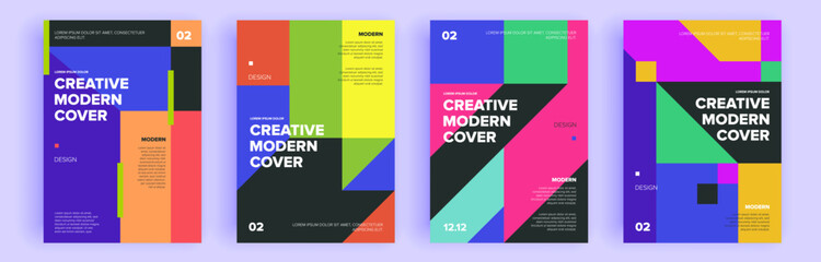 Modern abstract covers set, minimal covers design. Colorful geometric background, vector illustration.