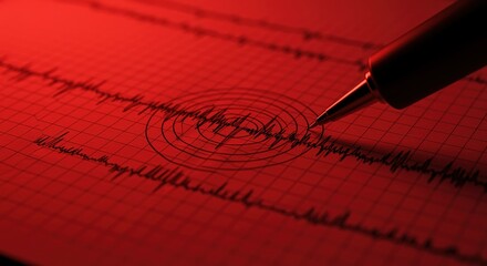 Seismograph Recording Earthquake Activity seismic waves paper pen motion epicenter geology science research instrument measurement data