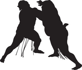 日本古来の武道である大相撲のシルエット