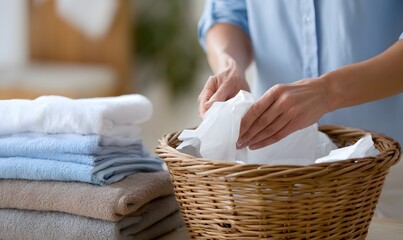 someone making laundry using laundry sheets