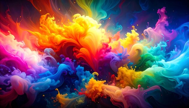Explosion of vibrant colors resembling swirling clouds and smoke - Powered by Adobe