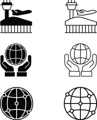 Global Connectivity and Travel Icon Set