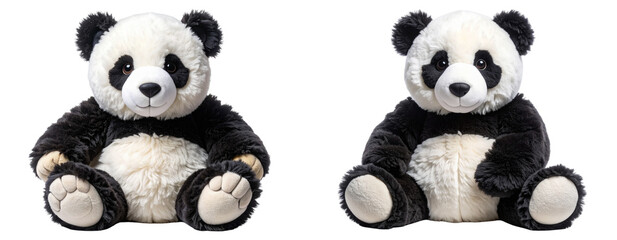 Fluffy Panda Stuffed Animal Sitting &mdash; Transparent Background PNG