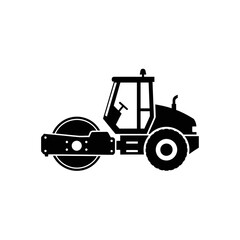 Naklejka premium Road Roller Silhouette Vector Construction Vehicle Icon Heavy Machinery Graphic