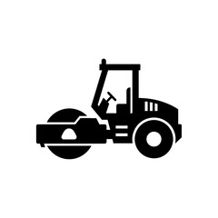 Naklejka premium Road Roller Silhouette Vector Construction Vehicle Icon Heavy Machinery Graphic