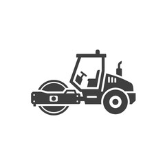 Naklejka premium Road Roller Silhouette Vector Construction Vehicle Icon Heavy Machinery Graphic