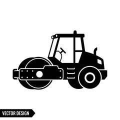 Road Roller Silhouette Vector  Construction Vehicle Icon  Heavy Machinery Graphic