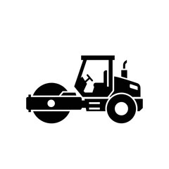 Road Roller Silhouette Vector  Construction Vehicle Icon  Heavy Machinery Graphic