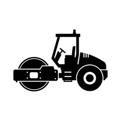 Road Roller Silhouette Vector  Construction Vehicle Icon  Heavy Machinery Graphic