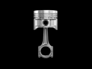 Automotive piston and connecting rod isolated on transparent background