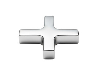 Fototapeta premium Shiny metallic cross shape isolated on transparent background