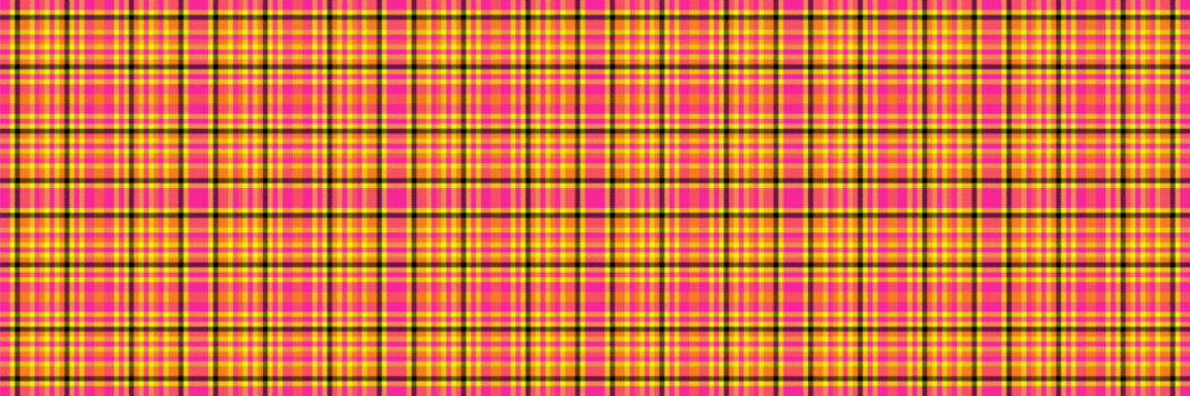 Back to school textile tartan seamless, coloured pattern texture background. Tablecloth fabric vector check plaid in pink and bright colors.