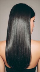 Obraz premium Woman showing beautiful healthy long straight hair