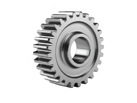 Shiny metal gear isolated on transparent background