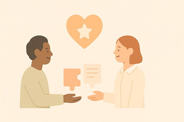 Obraz premium customer satisfaction service positive feedback minimal flat illustration