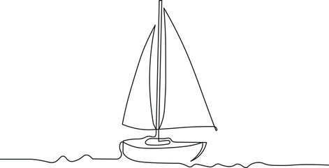 Elegant sailboat gliding across tranquil waters in a minimalist line art style perfect for branding and modern design projects with a nautical or travel theme © mohammad