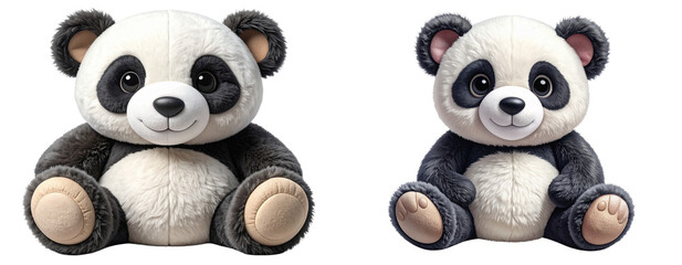 Adorable Plush Panda Doll Sitting &mdash; White Background Isolation
