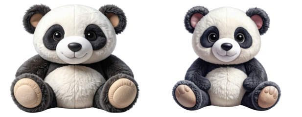 Adorable Plush Panda Doll Sitting — White Background Isolation