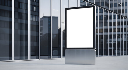 blank billboard in front of a modern building