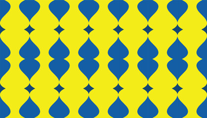 A topical pattern with a rhythmic and repetitive feel, utilizing the strong contrast between yellow and blue for a striking visual effect
