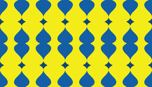 A topical pattern with a rhythmic and repetitive feel, utilizing the strong contrast between yellow and blue for a striking visual effect