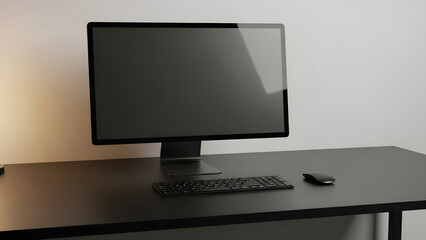Minimalist Workspace with Computer, Keyboard and Mouse on Desk