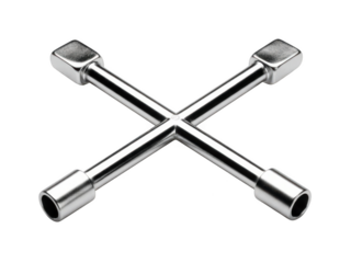 Chrome lug wrench tool isolated on transparent background