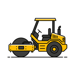Road Roller Construction Vehicle Vector | Asphalt Compactor Illustration | Heavy Machinery Icon