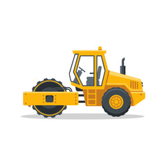 Road Roller Construction Vehicle Vector | Asphalt Compactor Illustration | Heavy Machinery Icon