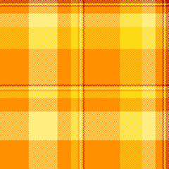 Warm pixelated plaid pattern. Retro textile design with orange and yellow hues. Use for backgrounds, fabric textures, or abstract pixel art projects.