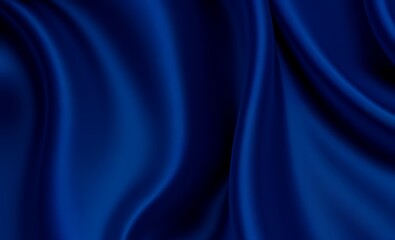 Obraz premium Silk satin fabric navy blue color abstract dark elegant background with space for design soft wavy folds drapery gradient light lines shiny shimmer glowtemplate wide banner christmas background christ