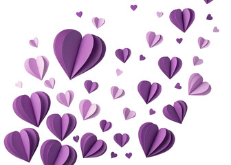 Lovely purple hearts float magically, adding a touch of romance, perfect for cards, wedding invitations and heartfelt messages