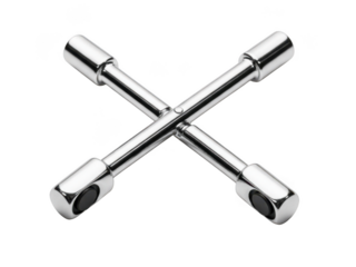 Silver lug wrench tool isolated on transparent background