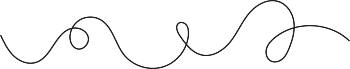 Naklejka premium Black wavy line with loops isolated on white background