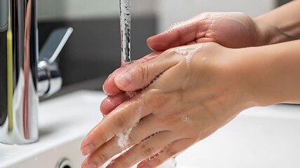 Thorough handwashing with soap and water, promoting health and hygiene practices