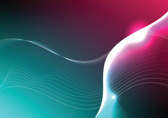 Abstract Wave Design with Soft Gradient in Pink and Teal Background