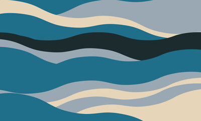 Abstract wavy pattern in calming blues and neutrals.  Perfect for backgrounds, website banners, or textile designs. Evokes serenity and fluidity a modern, minimalist aesthetic.