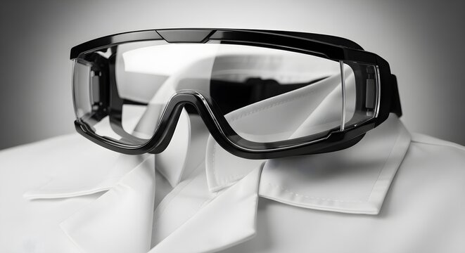 Protective Goggles on White Lab Coat