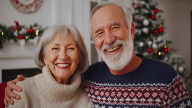 Smiling senior couple celebrating season