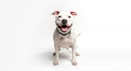 Happy White Dog Smiling at Camera.
