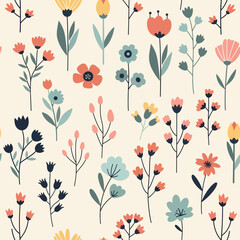 Floral seamless background of elegant colors. Illustration for your design.
