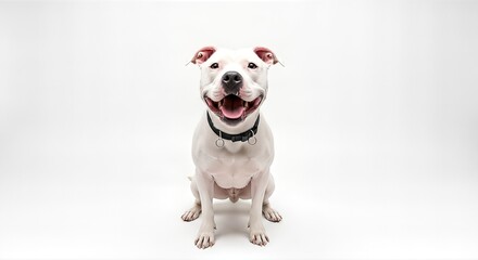 Happy White Dog Smiling on White.