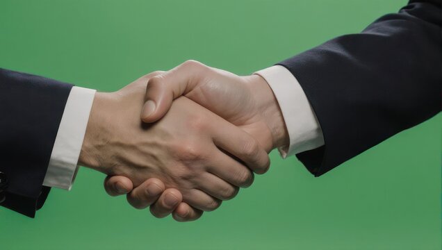 Business Handshake on Green Screen - Partnership and Agreement. - Powered by Adobe