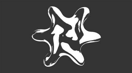 Abstract white organic shape with brushstroke texture on dark gray background black