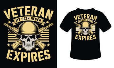 Fototapeta premium Veteran Oath Never Expires Skull & Rifles Military Design