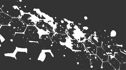 White abstract organic shapes and hexagonal grid pattern on dark gray background texture geometric