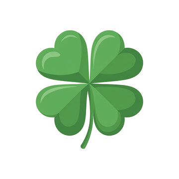 Vibrant green four leaf clover symbol of luck and good fortune isolated on transparent background
