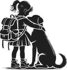 Mother daughter son couple child family silhouette vector drawing illustration sketch of love and fashion black dress woman boy girl with a dog